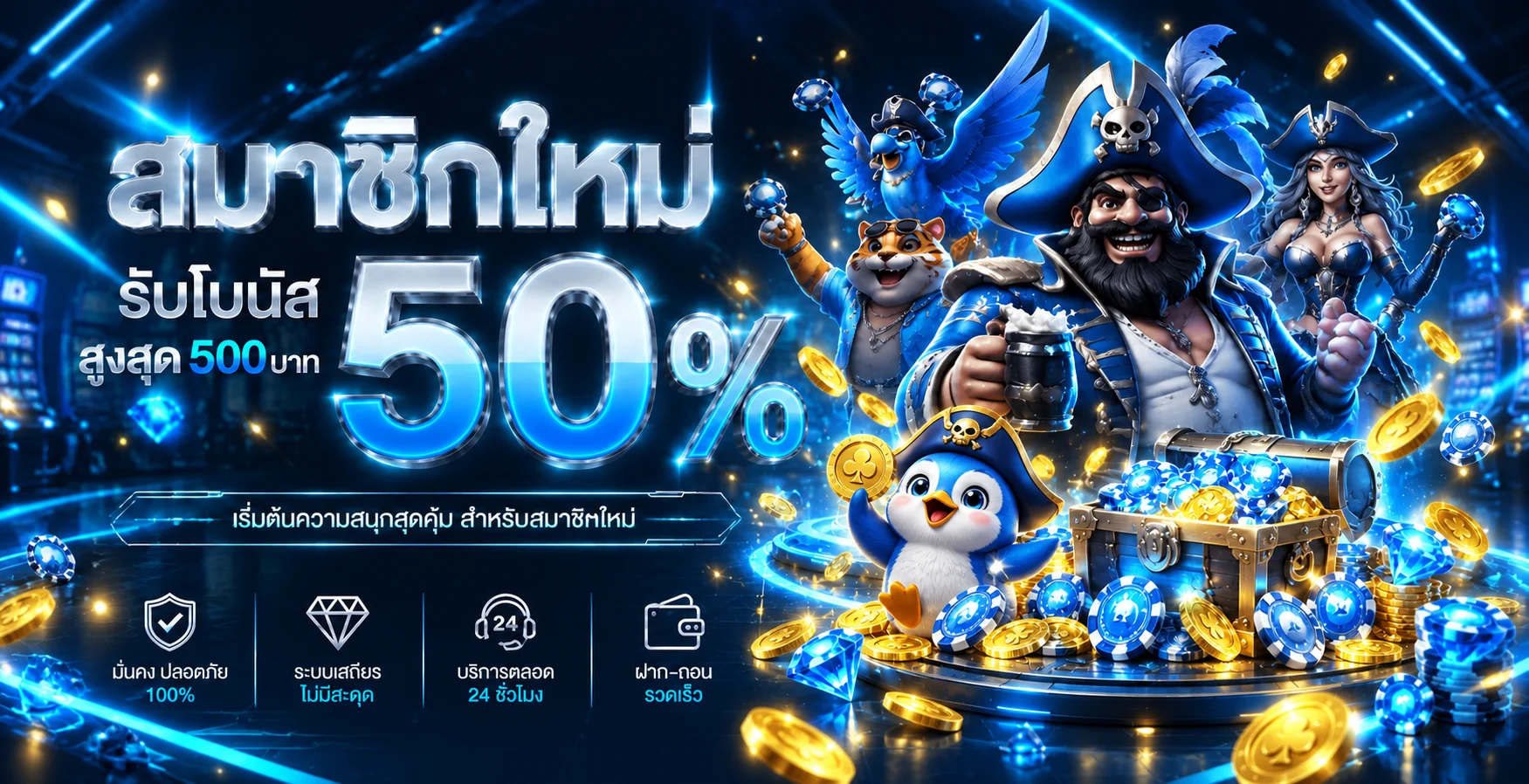 แบนเนอร์สมาชิกใหม่ KODLUCK24 พร้อมมาสคอตนำโชค